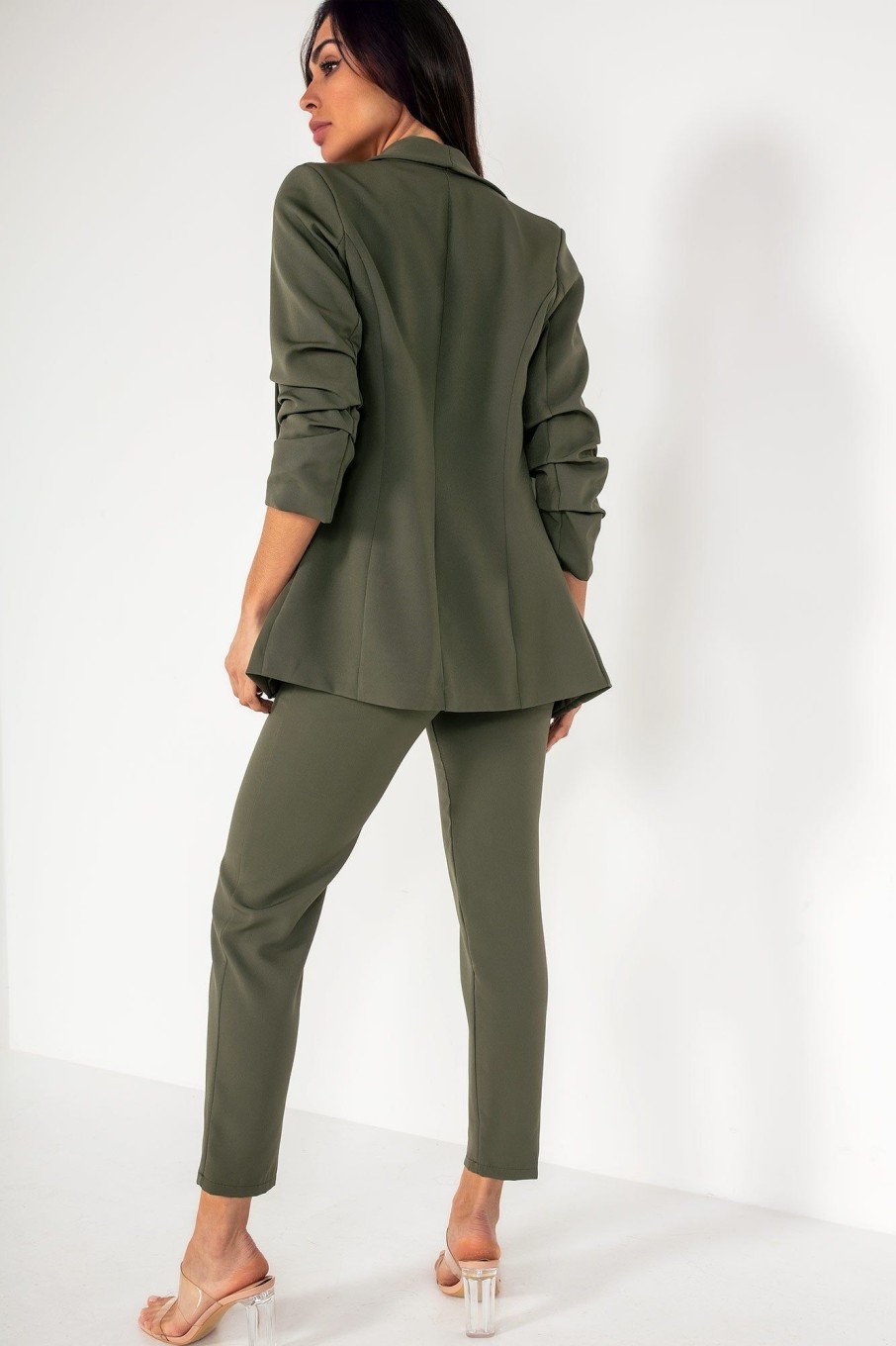 Clothing LustStyle | Brinley Khaki Belted Cigarette Trousers