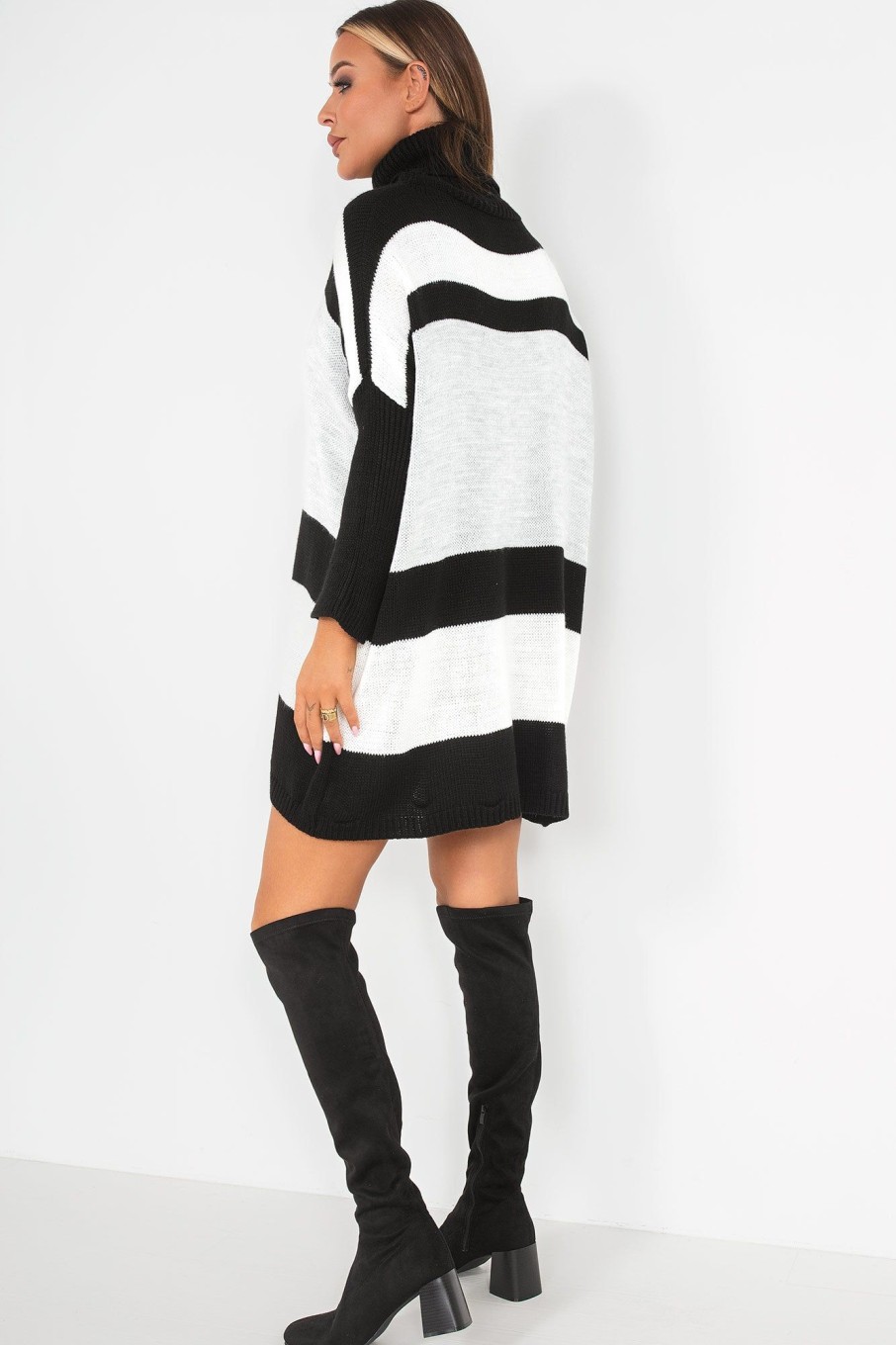 Clothing Willy Z | Rylee Grey Knit Striped Dress