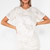 Clothing IVIV | Veda Cream Sequin T-Shirt Dress