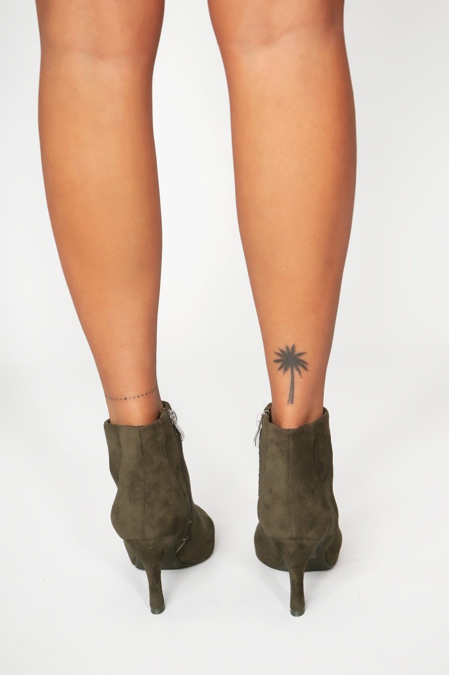 Clothing Ideal | Mia Khaki Suedette Ankle Boots