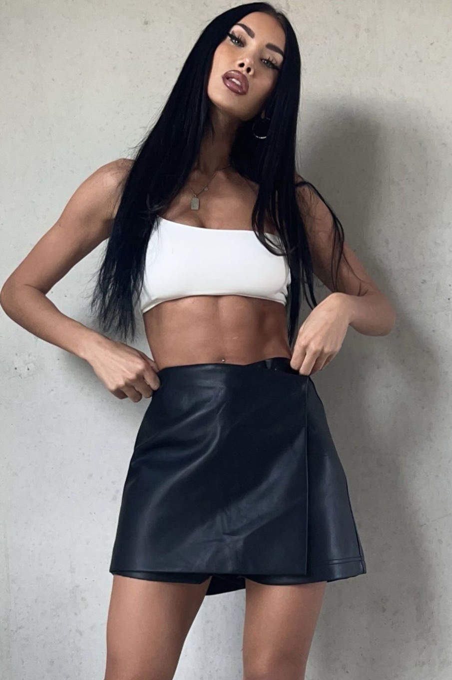 Clothing Redial | Alannah Black Faux Leather Skort