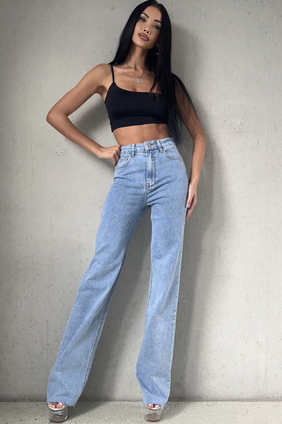 Clothing Redial | Erin Light Blue Extra Long High Waist Jeans