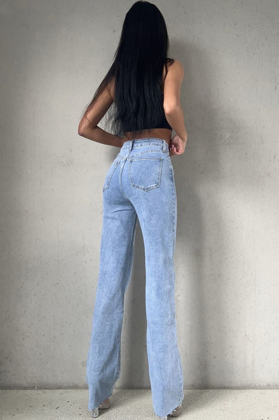 Clothing Redial | Erin Light Blue Extra Long High Waist Jeans