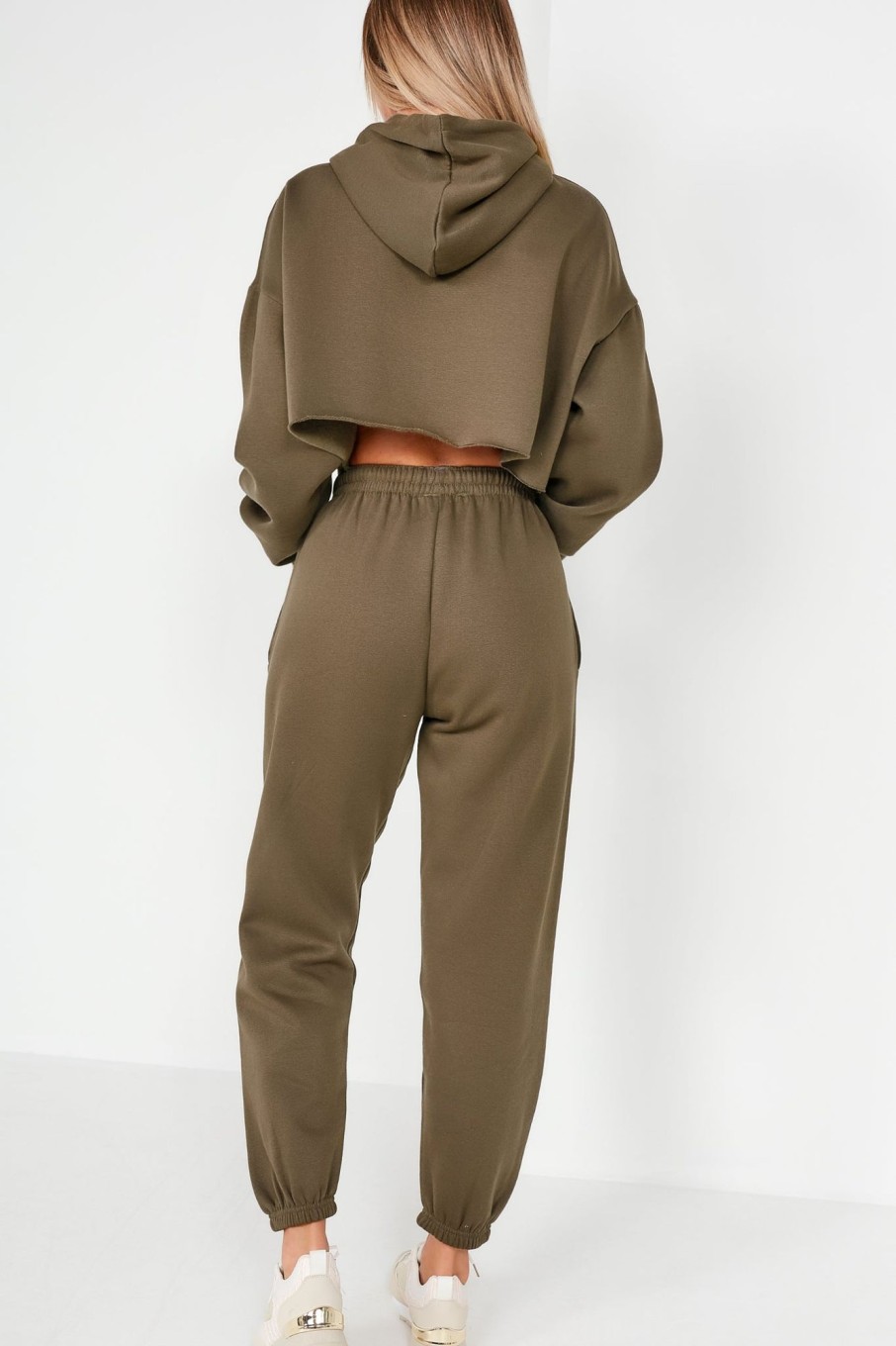 Clothing Style Wise | Amy Olive Crop Hoodie Jogger Co Ord