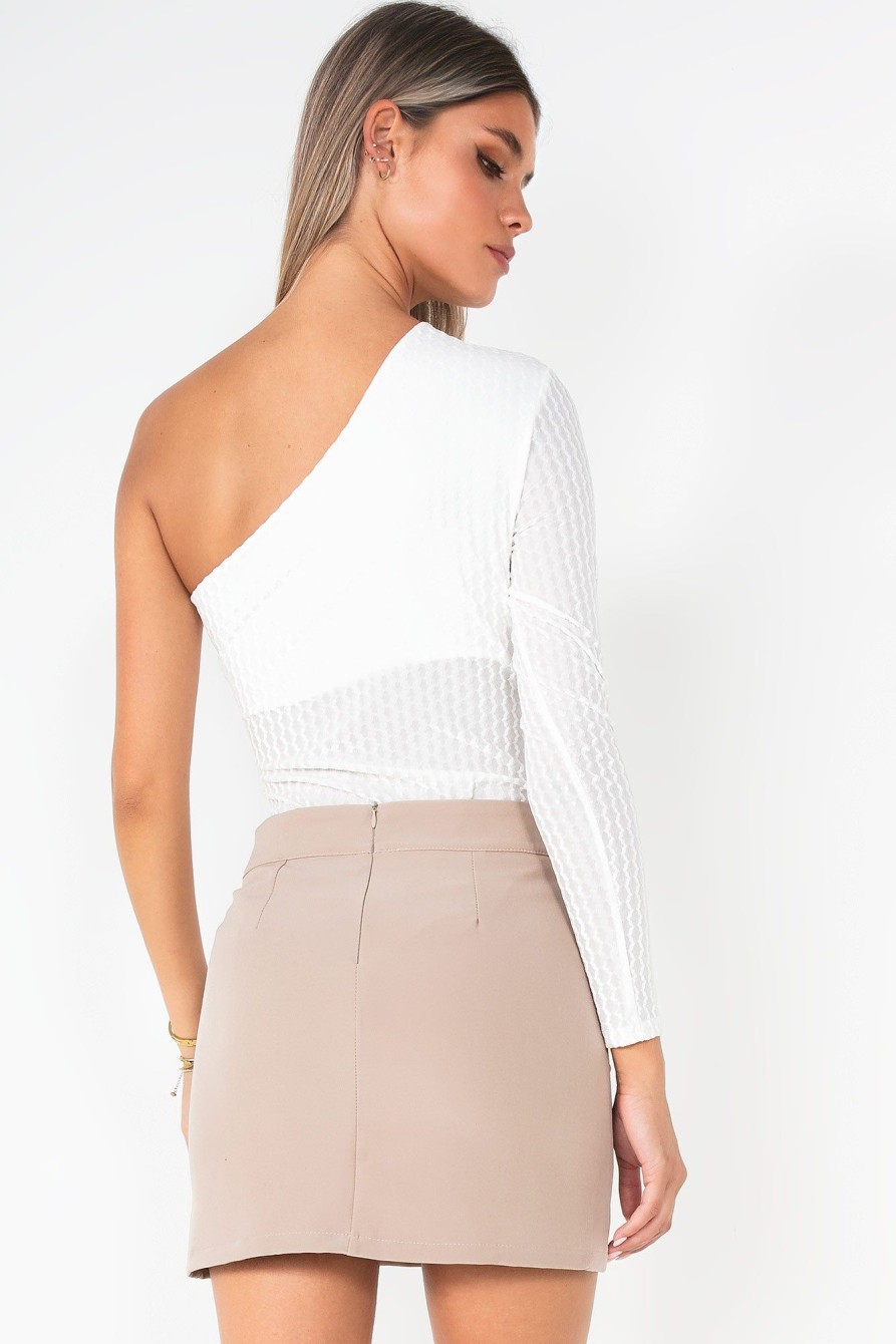 Clothing Giorgia | Jada Cream Textured Bodysuit