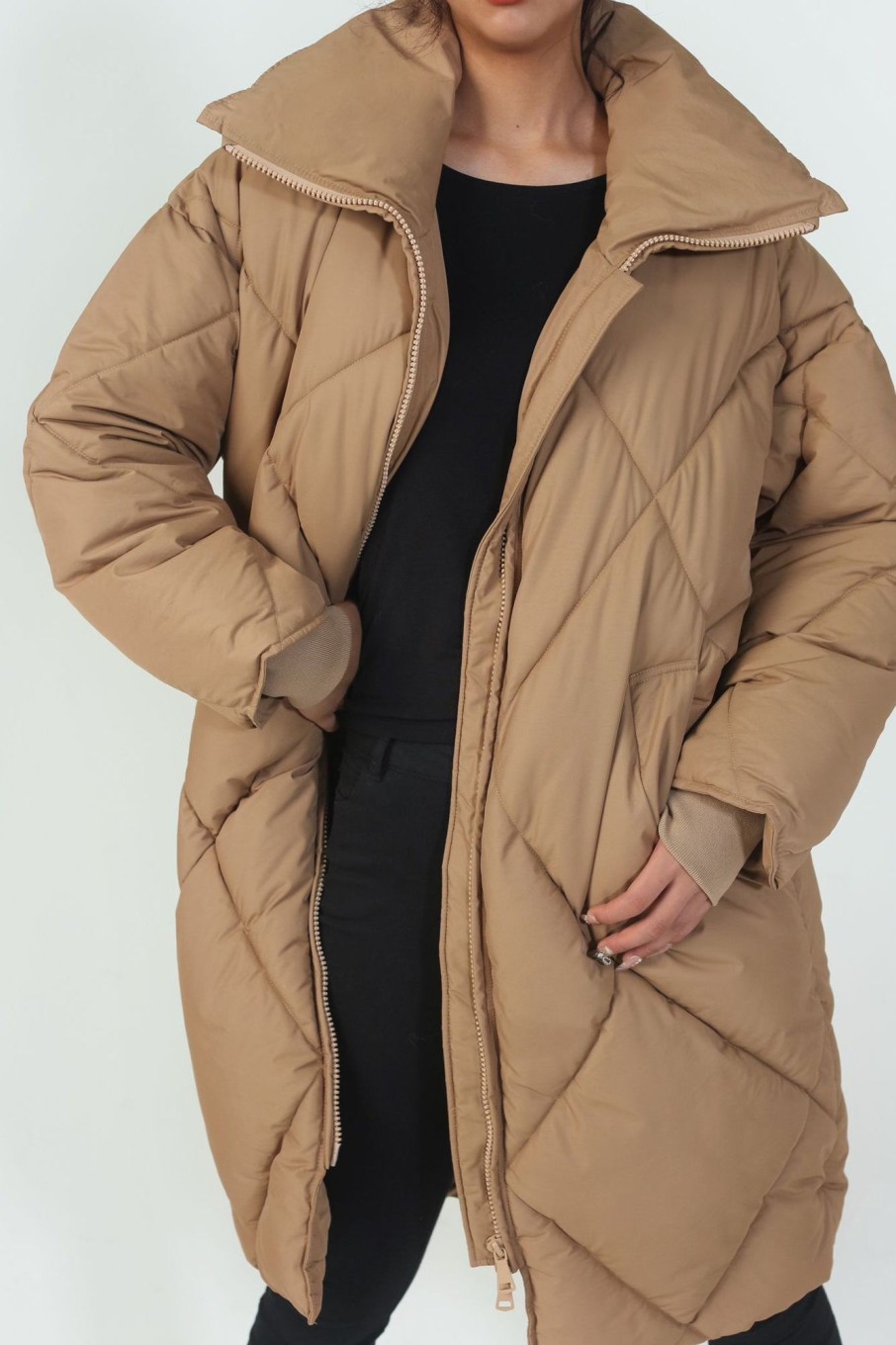 Clothing Copper Rose | Meg Camel Quilted Duvet Coat