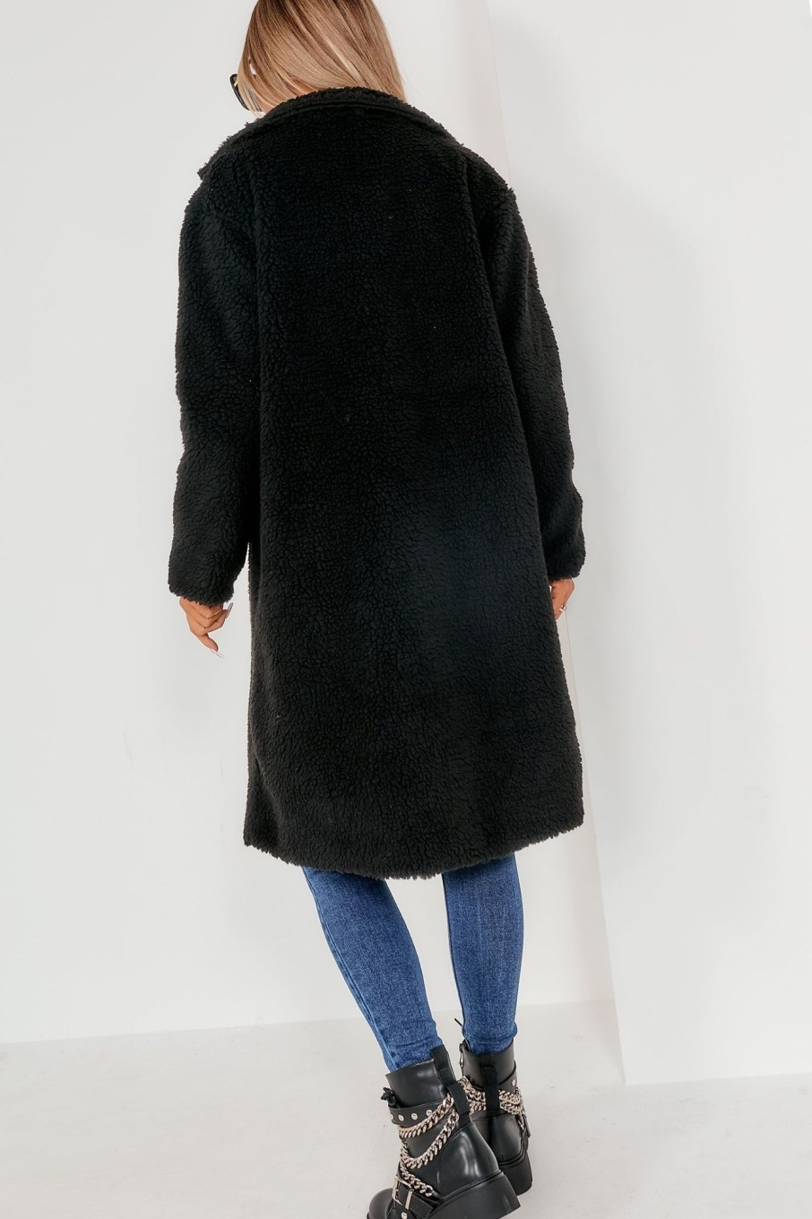 Clothing Willy Z | Annalise Black Oversized Teddy Coat