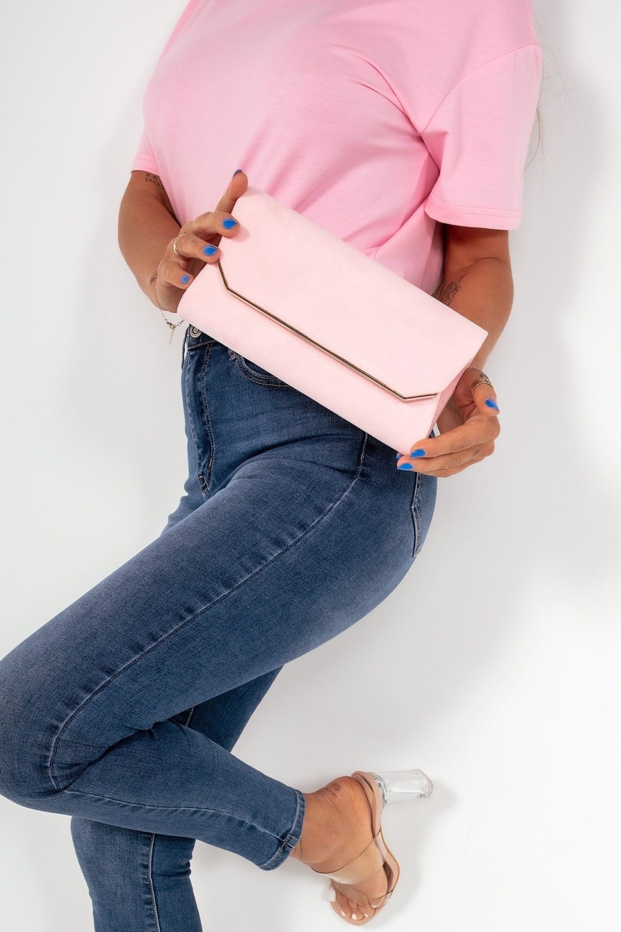 Clothing Koko | Trixie Pink Suedette Clutch