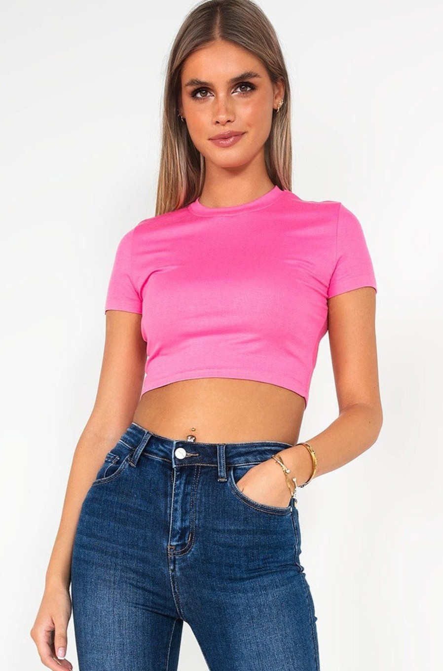 Clothing Vera u0026 Lucy | Gizelle Pink Cropped T-Shirt