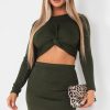 Clothing Willy Z | Leona Khaki Ribbed Skirt Co Ord