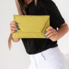 Clothing Koko | Nettie Yellow Suedette Envelope Clutch Bag