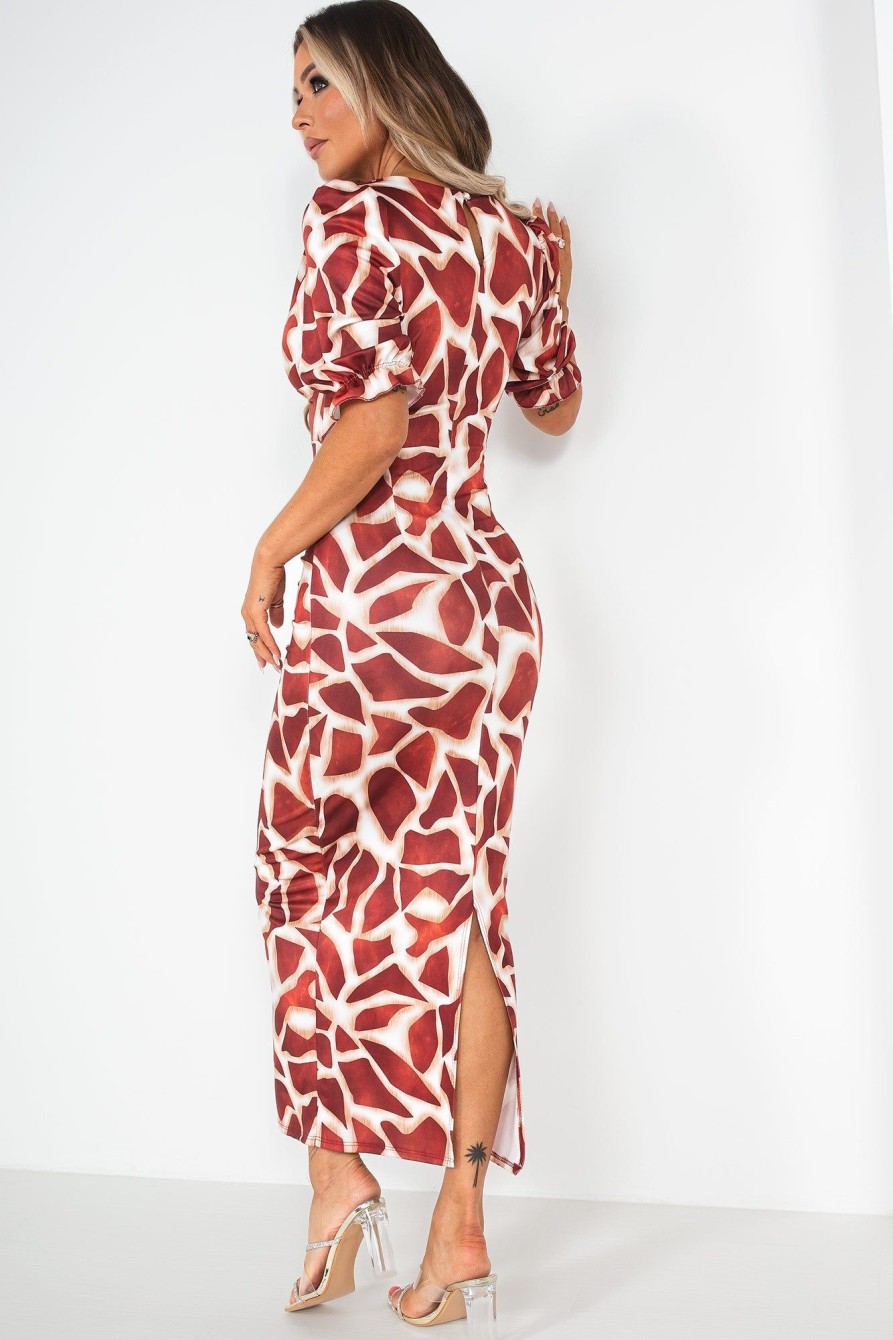 Clothing Willy Z | Nevada Rust Print Twist Front Dress