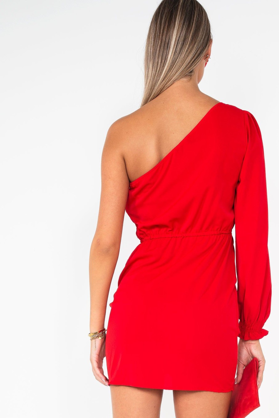 Clothing AX Paris | Ax Paris Destiny Red One Shoulder Dress