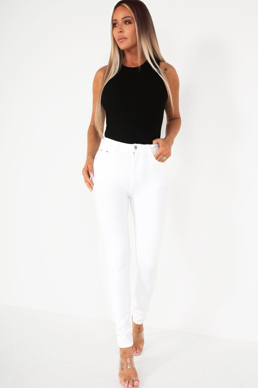 Clothing Zilene | Rozita White Stretch Trousers