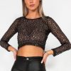 Clothing IVIV | Lillian Black Sequin Crop Top