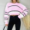 Clothing AX Paris | Ax Paris Oceana Pink Knit Striped Jumper