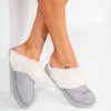 Clothing No Doubt | Hadlee Grey Faux Fur Slippers