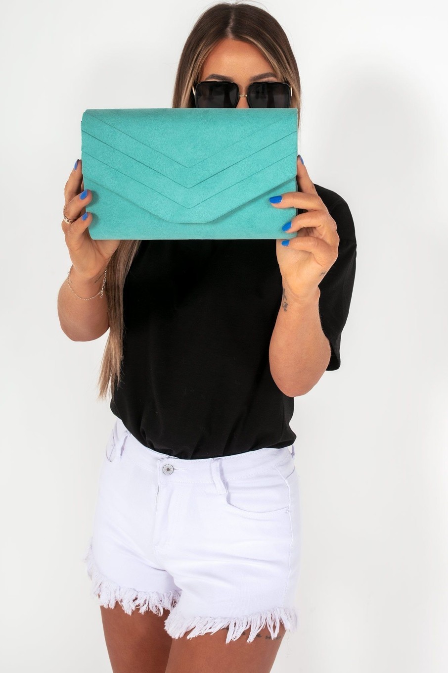 Bags Koko | Stella Mint Suedette Clutch Bag