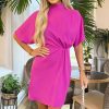 Clothing AX Paris | Ax Paris Penny Hot Pink High Neck Dress