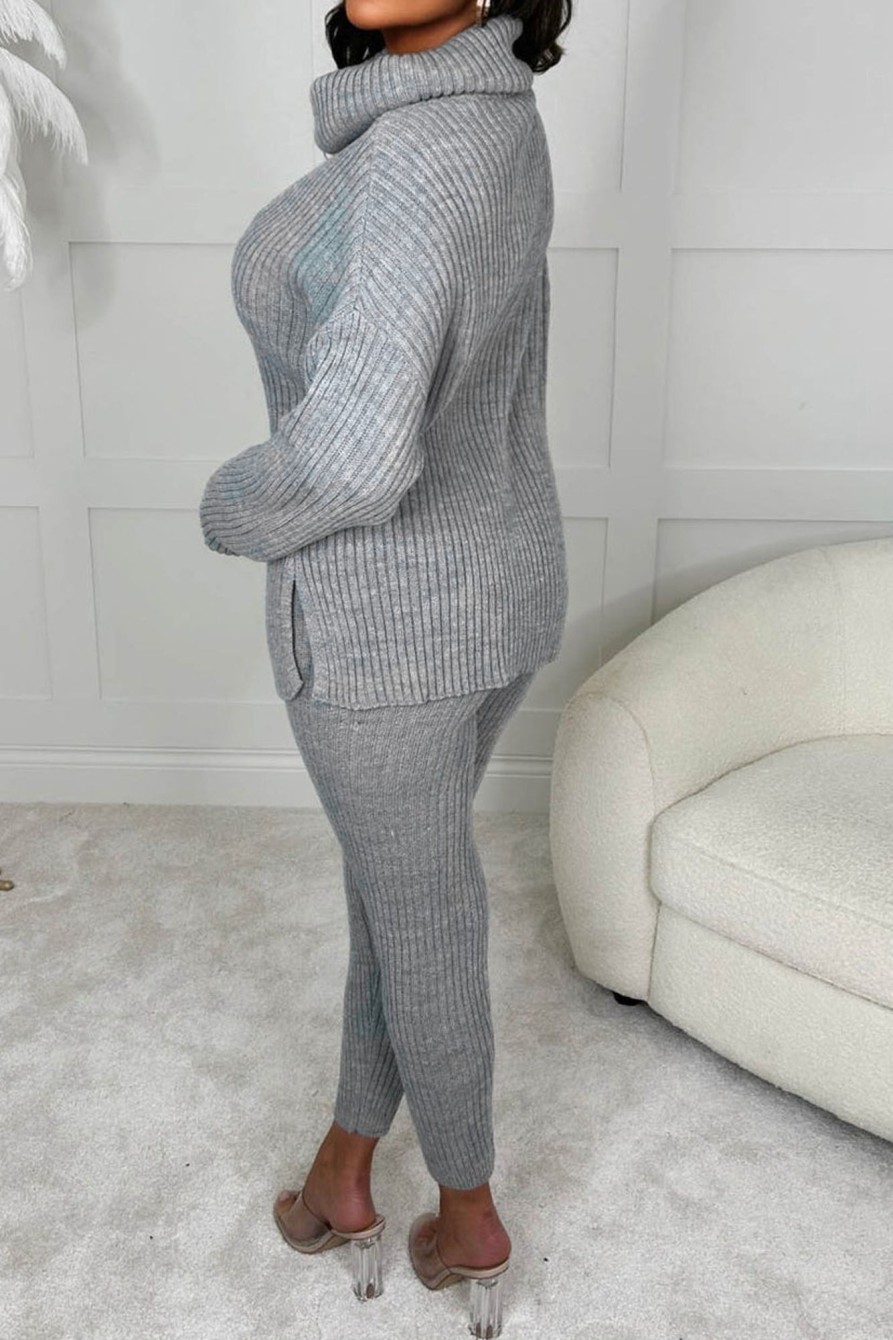 Clothing ally | Abigail Light Grey Knit Co Ord