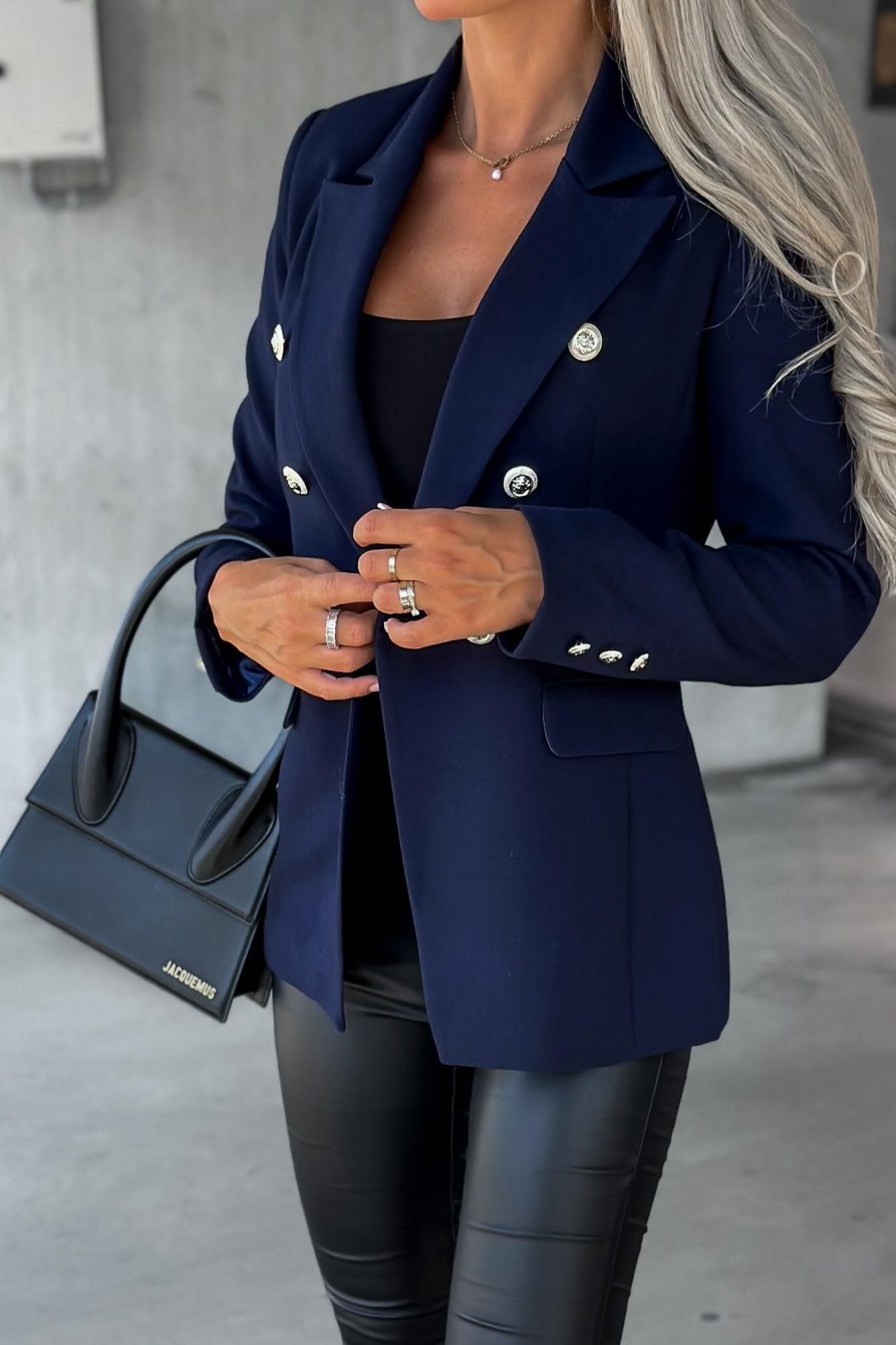 Clothing Estee Brown | Larsa Navy Button Detail Blazer