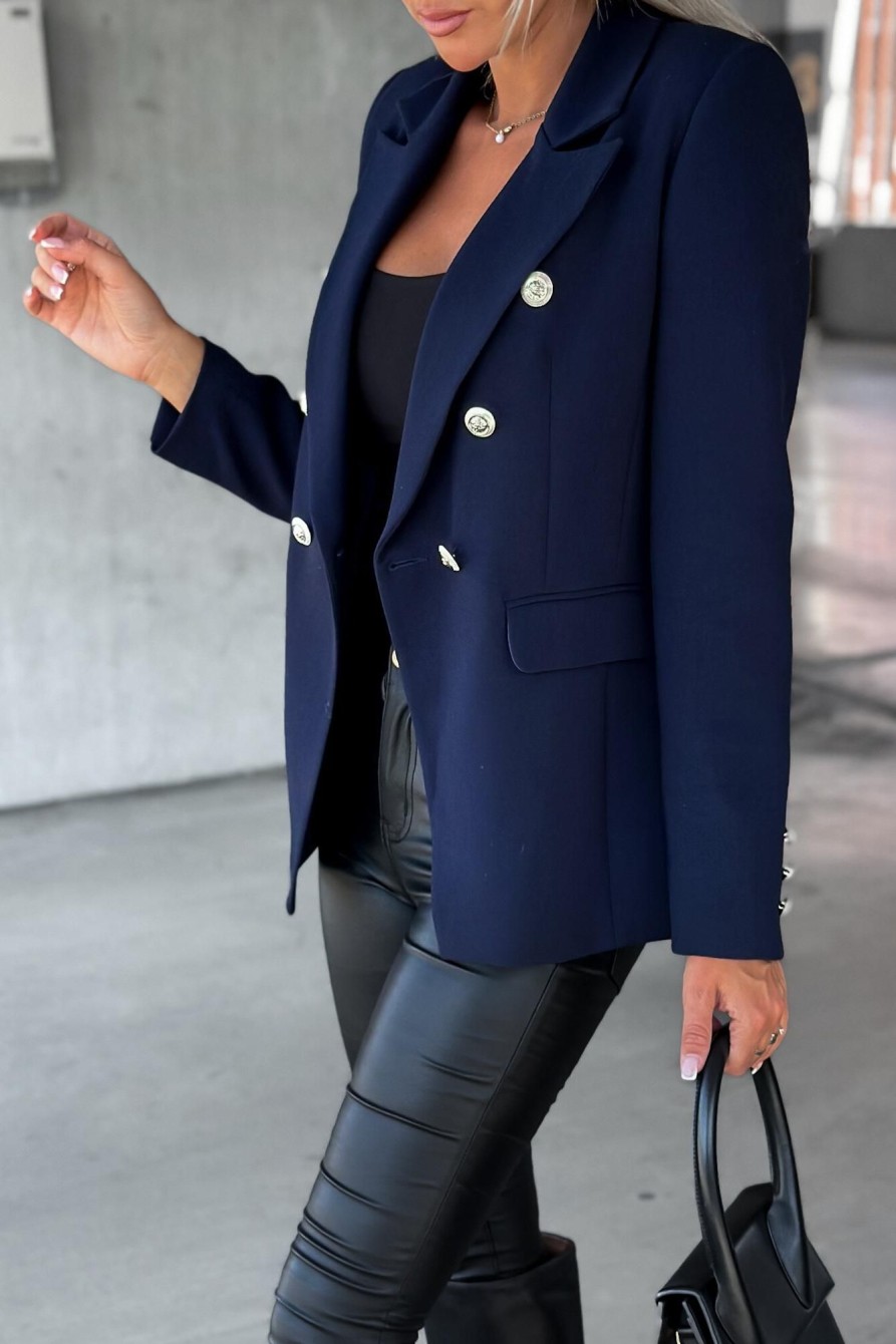 Clothing Estee Brown | Larsa Navy Button Detail Blazer