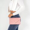 Clothing Koko | Pamela Blush Suedette Gold Trim Clutch