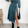 Clothing Willy Z | Sevyn Teal Polka Dot Midi Dress