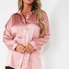 Clothing Willy Z | Pixie Pink Satin Oversized Shirt