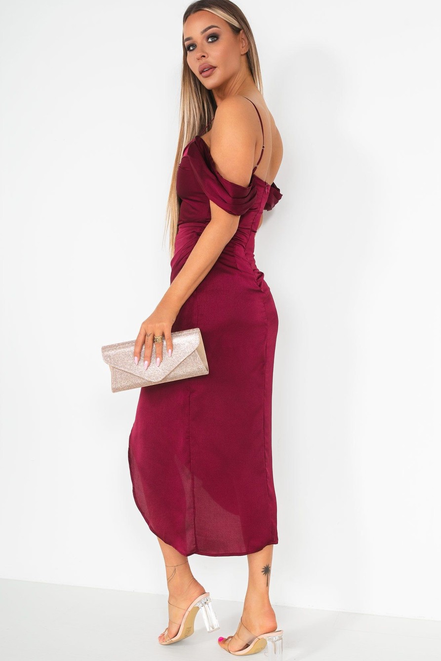 Clothing Girl in Mind | Girl In Mind Camila Burgundy Satin Dress