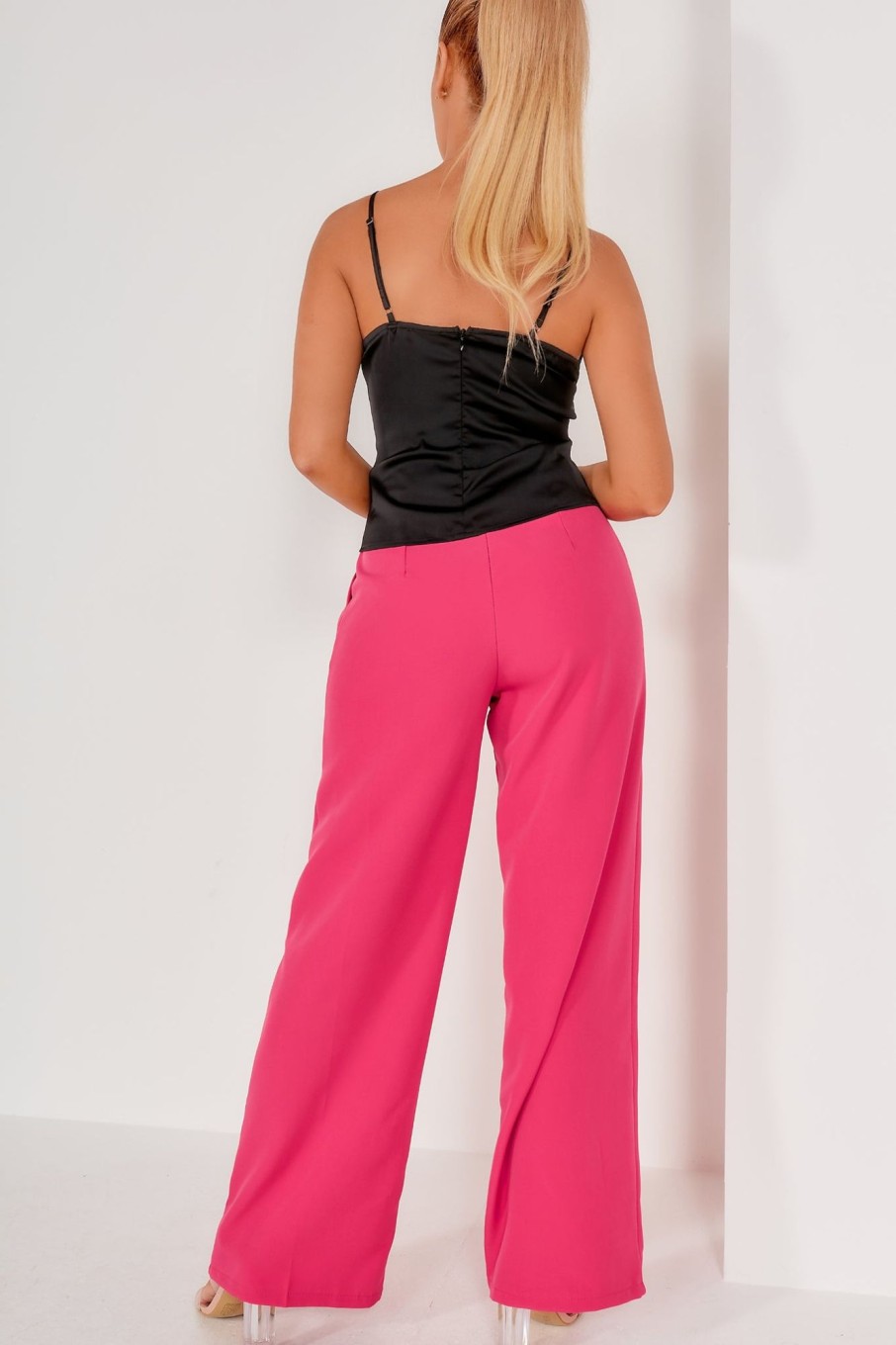 Clothing Elenza | Carleigh Pink Wide Leg Trousers