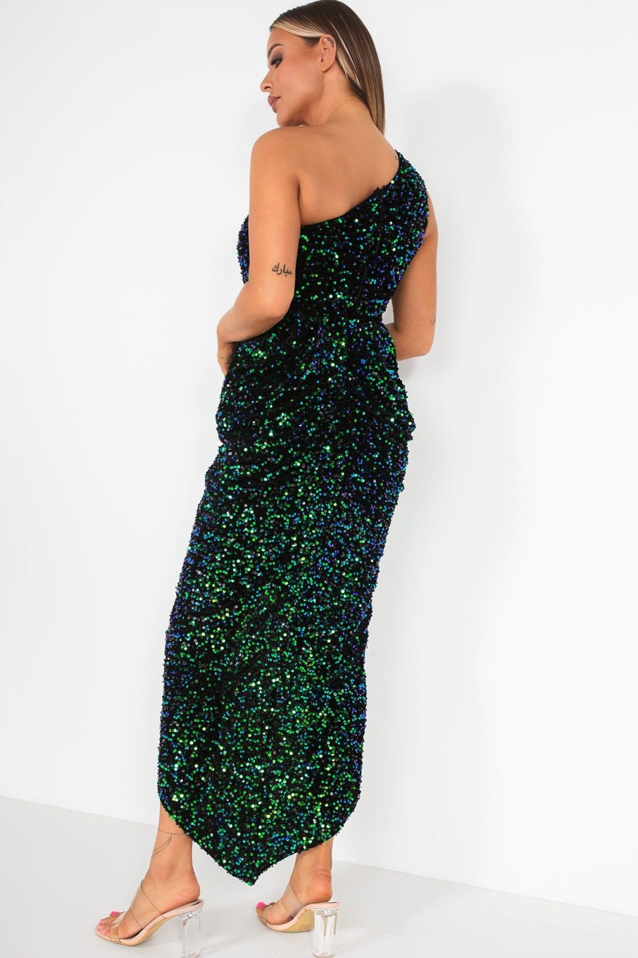 Clothing Girl in Mind | Girl In Mind Bella Green Velvet Sequin Dress