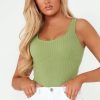 Clothing Vera u0026 Lucy | Hesper Green Ribbed Scoop Neck Bodysuit