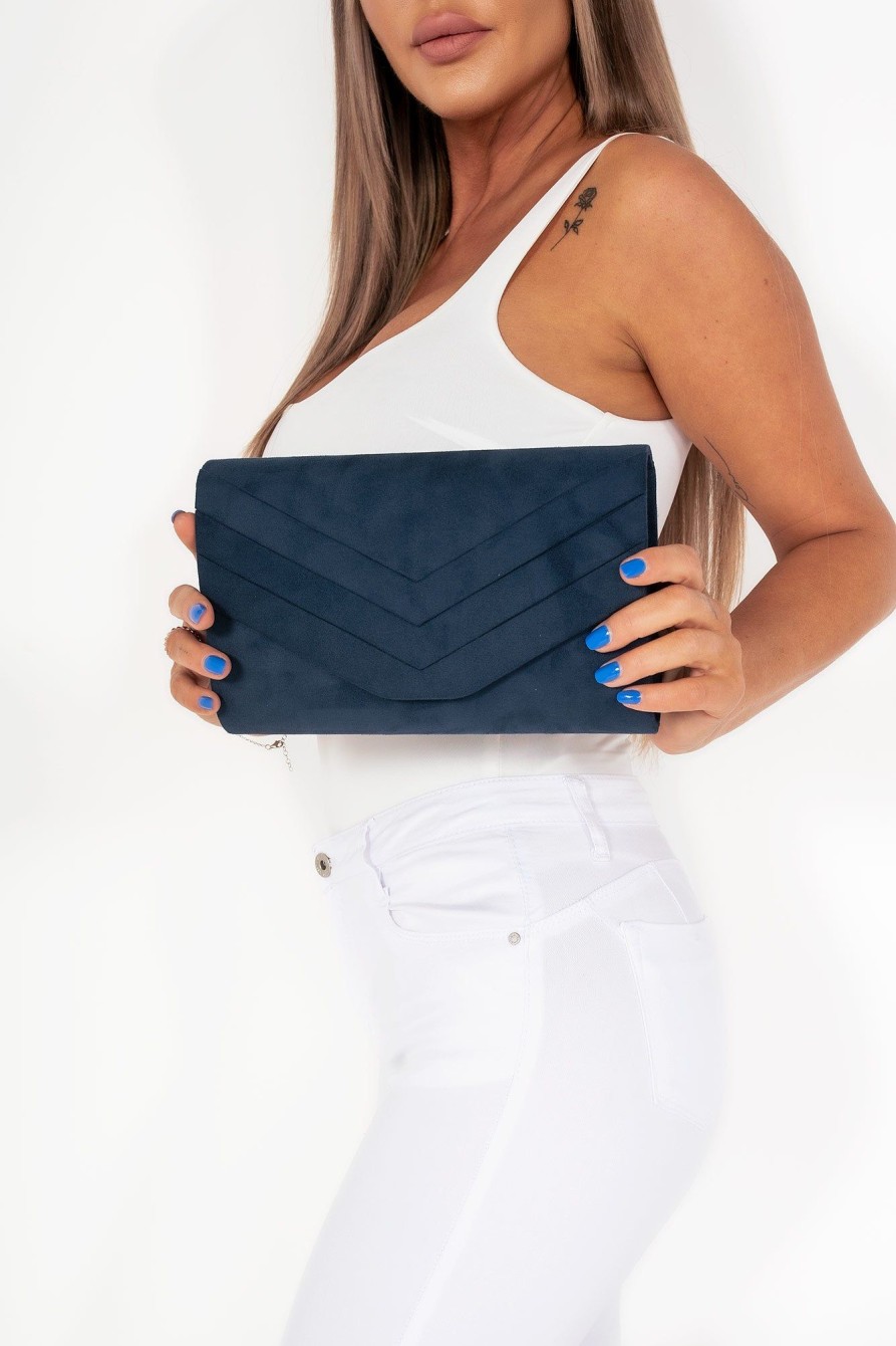 Clothing Koko | Stella Navy Suedette Clutch Bag