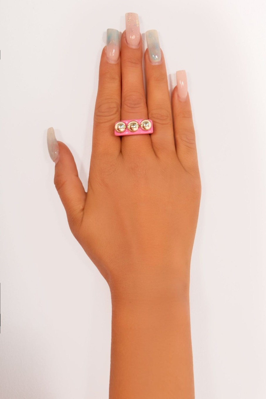 Clothing Impulse | Fuchsia Ring With Gold Studs