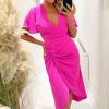 Clothing AX Paris | Ax Paris Ryder Hot Pink Wrap Dress