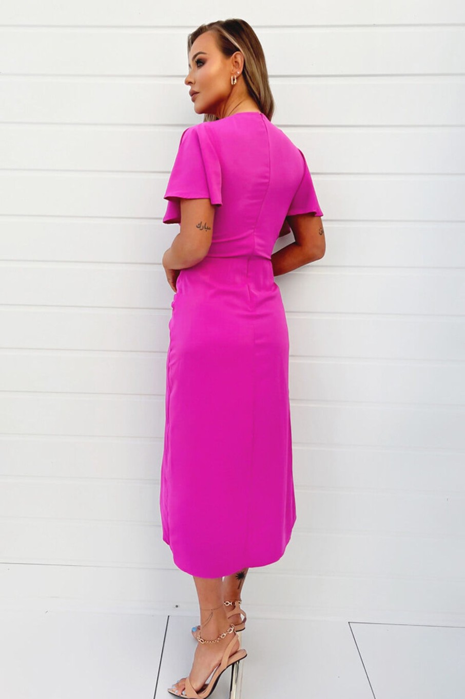 Clothing AX Paris | Ax Paris Ryder Hot Pink Wrap Dress