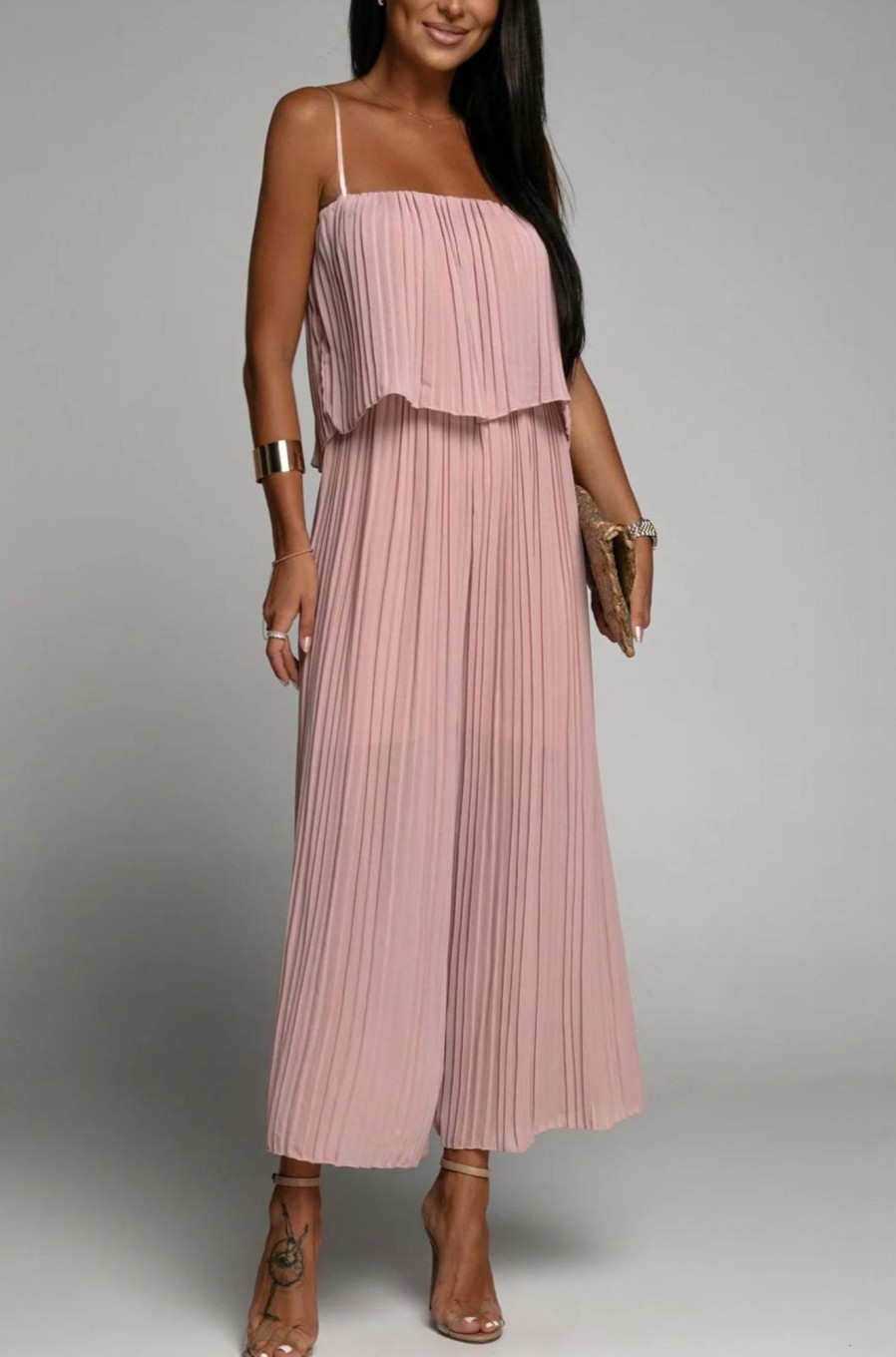 Clothing Willy Z | Alyssa Blush Pleated Jumpsuit