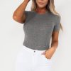 Clothing Vera u0026 Lucy | Blair Grey Short Sleeve Bodysuit