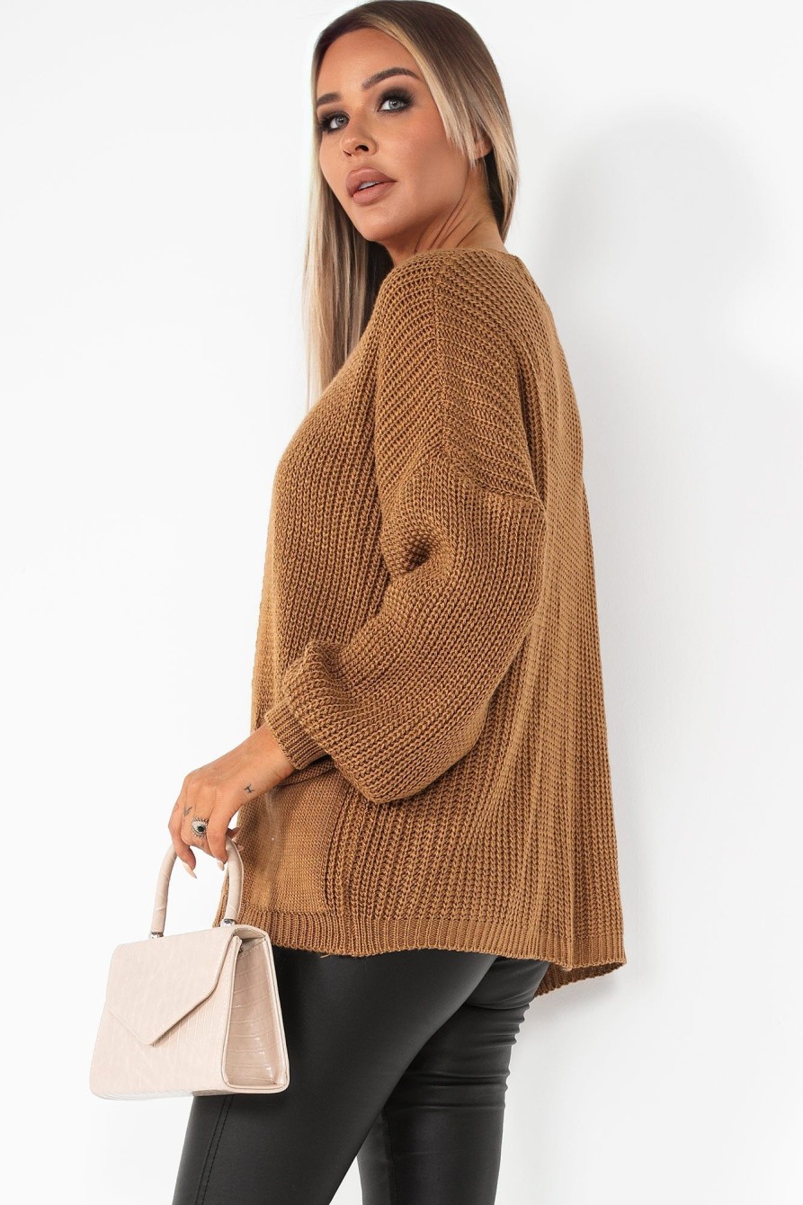 Clothing LustStyle | Pollyanna Tan Chunky Knit Cardigan