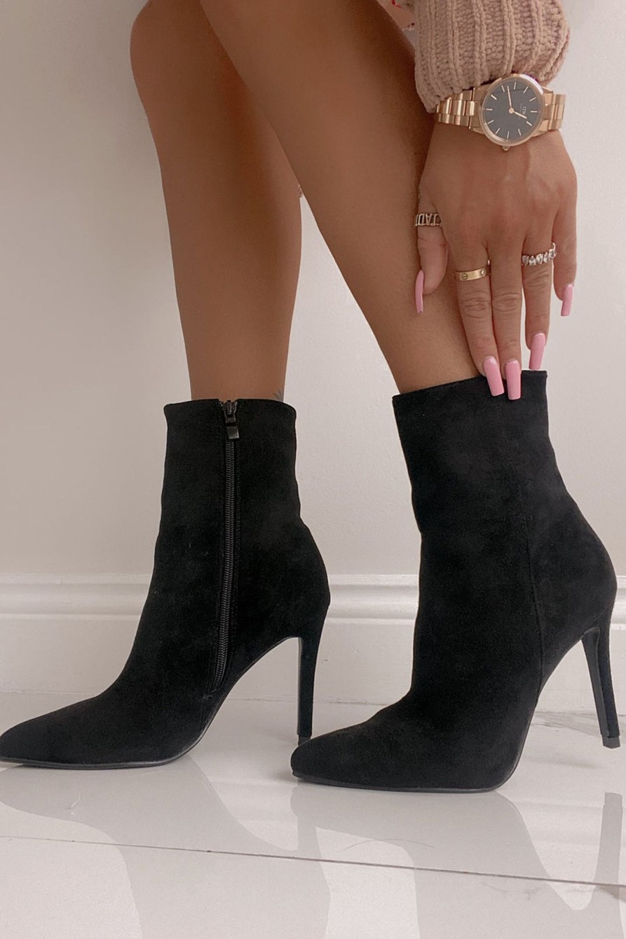 Clothing Ideal | Paulette Black Suedette Stiletto Boots