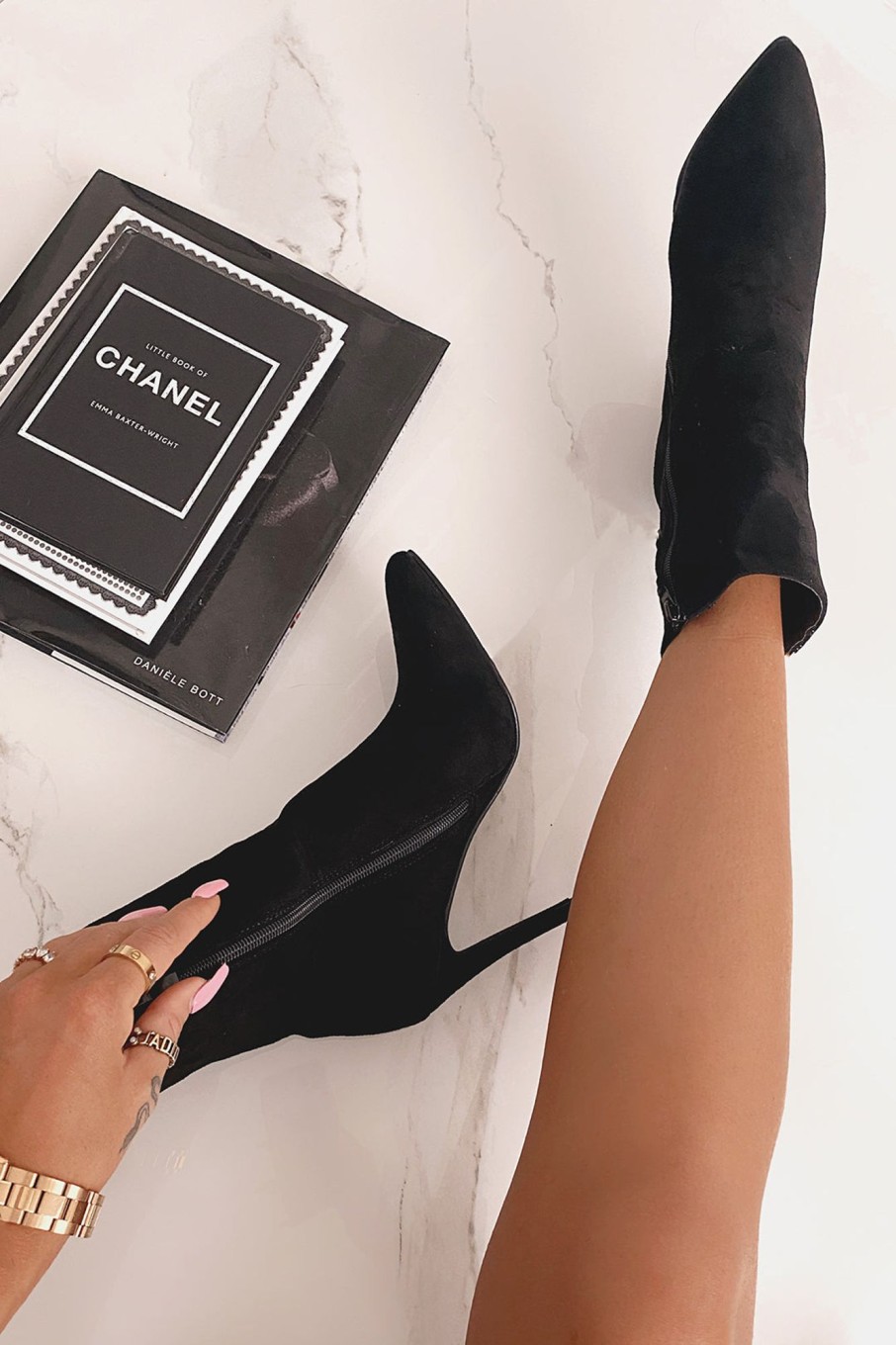 Clothing Ideal | Paulette Black Suedette Stiletto Boots