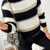 Clothing Estee Brown | Nayla Black And Gold Knit Striped Jumper