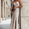 Clothing Estee Brown | Odelia Champagne Satin Dress