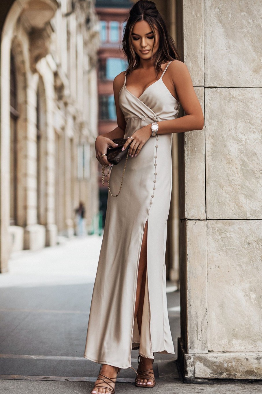 Clothing Estee Brown | Odelia Champagne Satin Dress