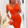 Clothing Girl in Mind | Girl In Mind Miley Orange Belted Dress