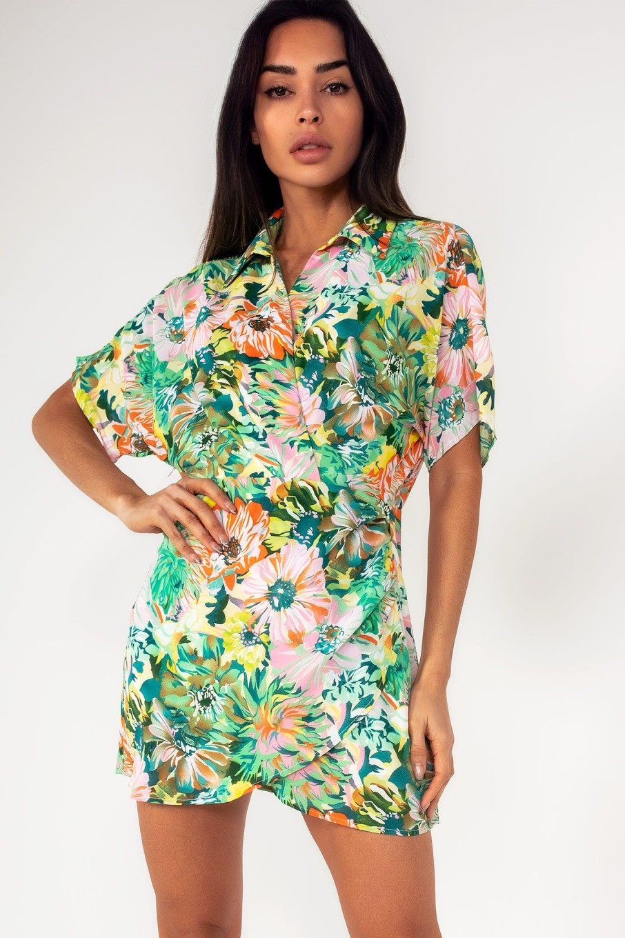 Clothing In Vogue | Sandra Green Floral Wrap Dress