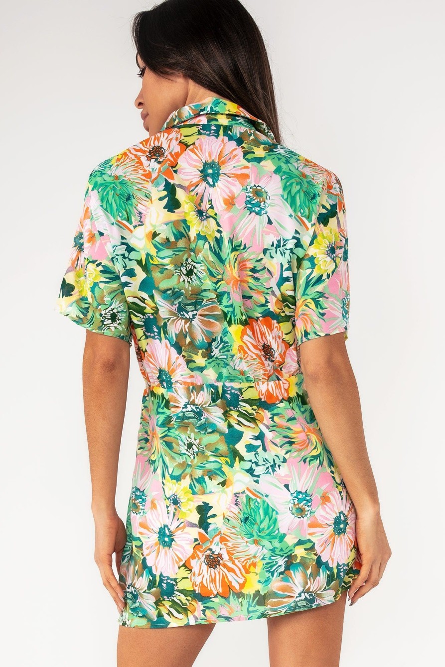 Clothing In Vogue | Sandra Green Floral Wrap Dress