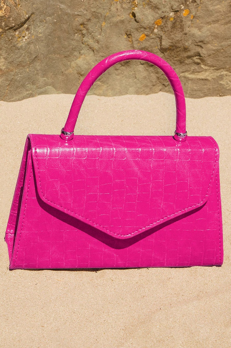 Bags Koko | Veronica Fuchsia Croc Print Grab Bag