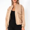 Clothing Willy Z | Hallie Camel Wool Look Bomber Jacket